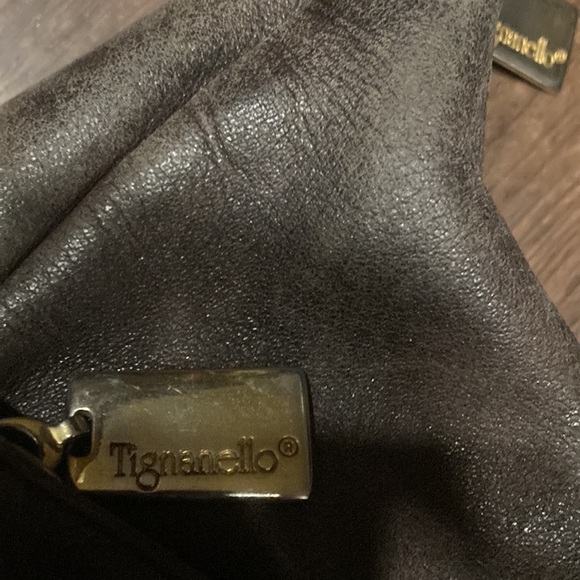 Tignanello leather  brown  handbag handle purse leather front pocket - Picture 2 of 5